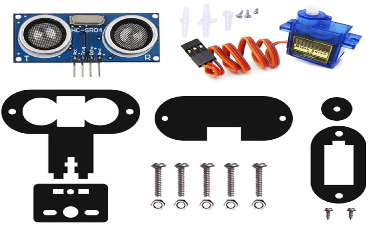 HC-SR04 Ultrasonic Sensor + Servo SG90 with Holder and Instruction Manual